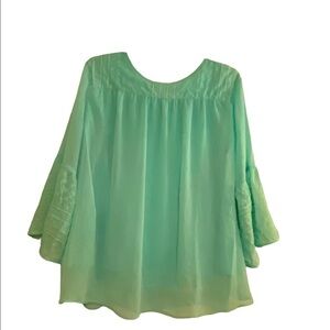 St John’s Bay women’s 3x blouse with bell sleeves in sea foam